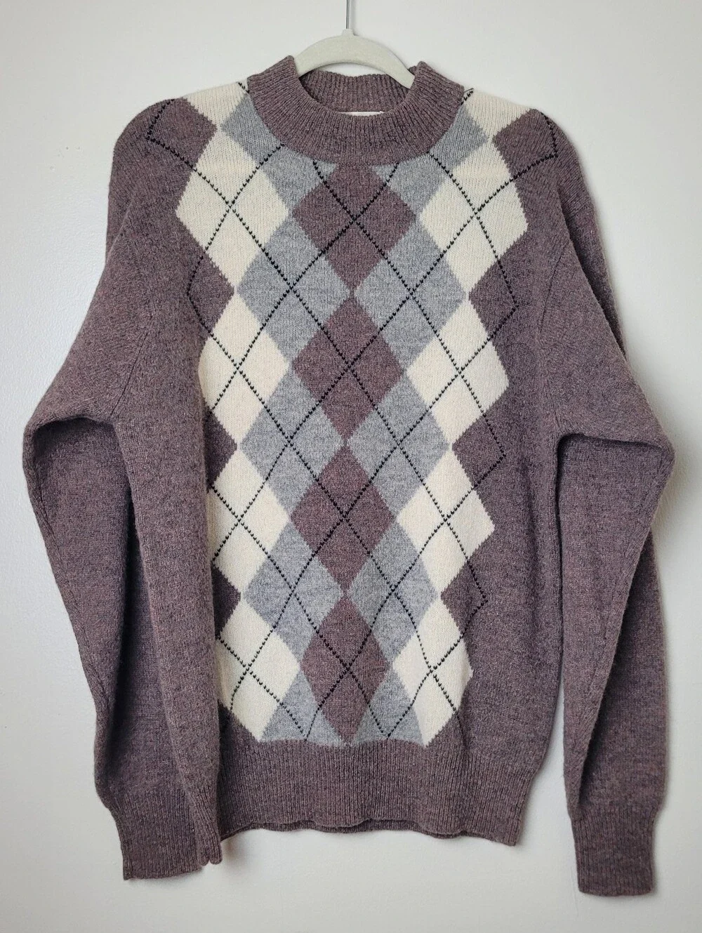 Vintage Kwon Shing Wool Argyle Sweater Preppy Academia Grandpacore Large